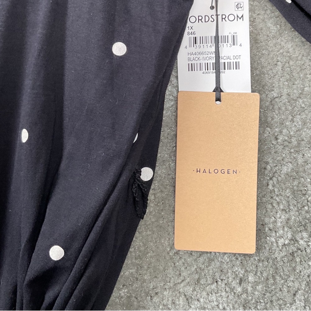 Halogen Wrap‎ Top Womens 1X Black NEW Polka Dot V-Neck HA406652WN - Picture 4 of 7